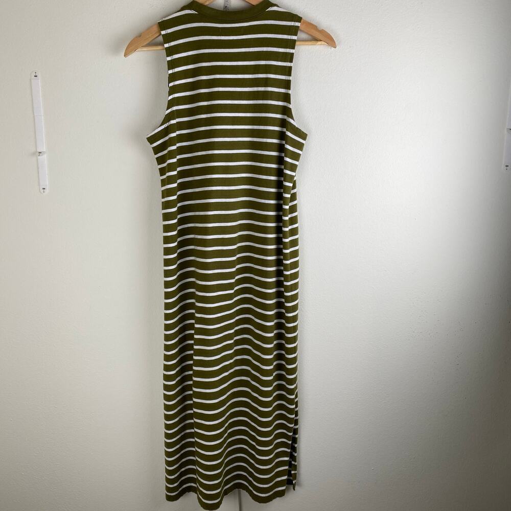 Madewell Olive and White Striped Midi Dress - Picture 8 of 14